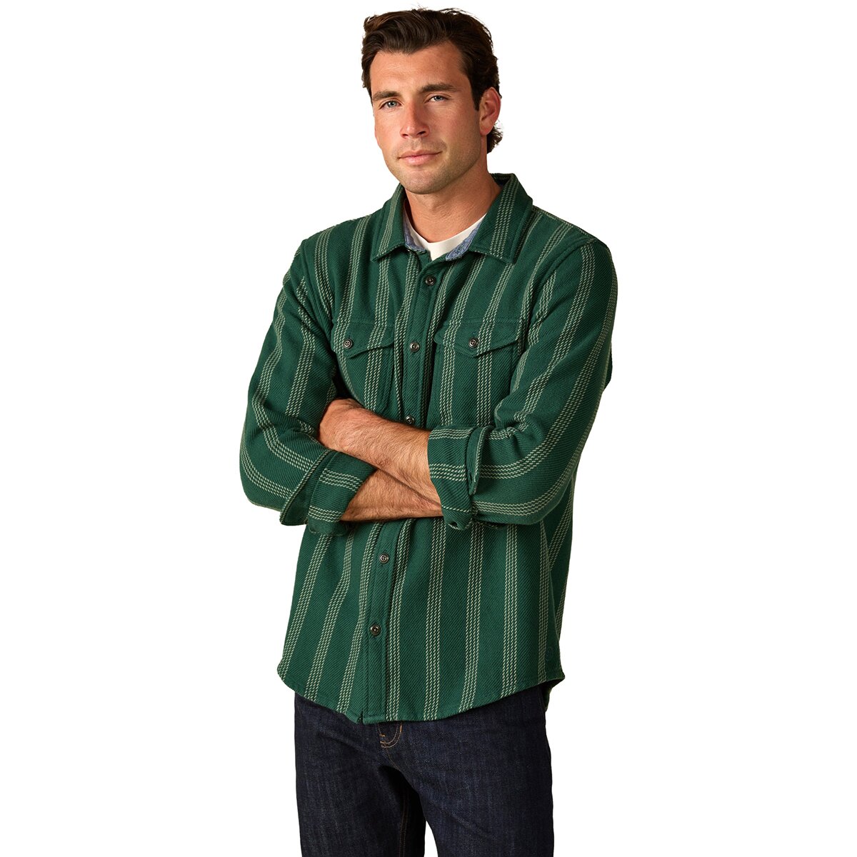 Image of Outerknown Blanket Shirt - Men's Alpine Skyline Stripe, S