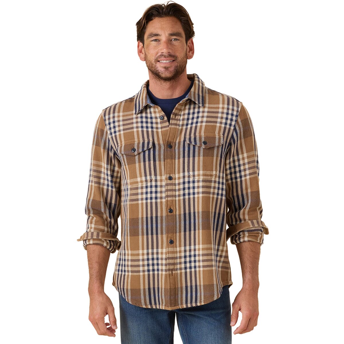 Image of Outerknown Blanket Shirt - Men's Chestnut Apollo Plaid, XL