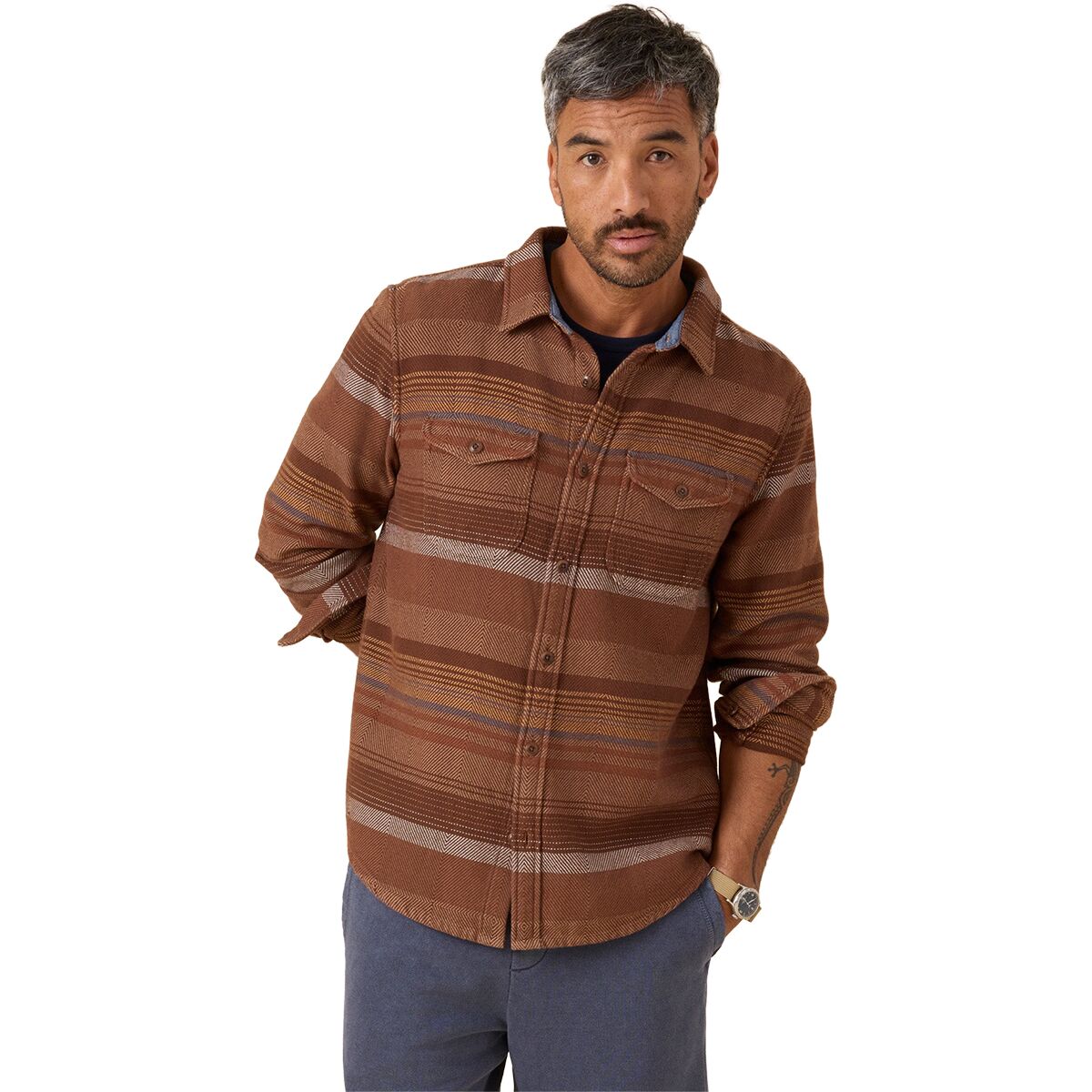 Image of Outerknown Blanket Shirt - Men's Copper Sonoran Stripe, XL