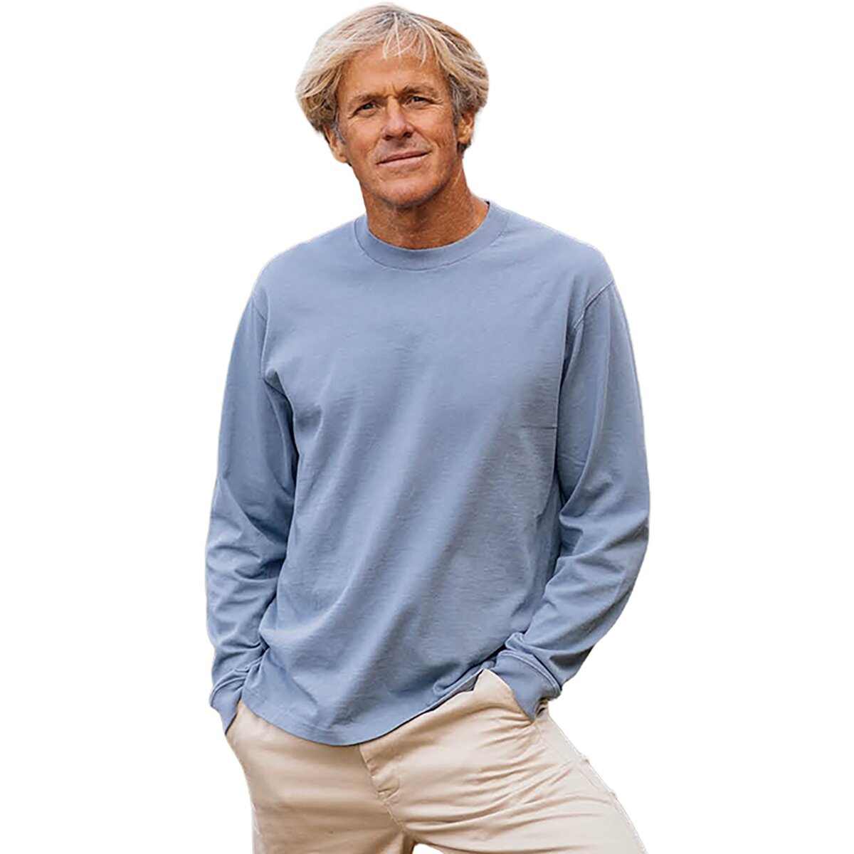 Image of Outerknown Big Heavy Long-Sleeve T-Shirt - Men's Meadow Blue, L