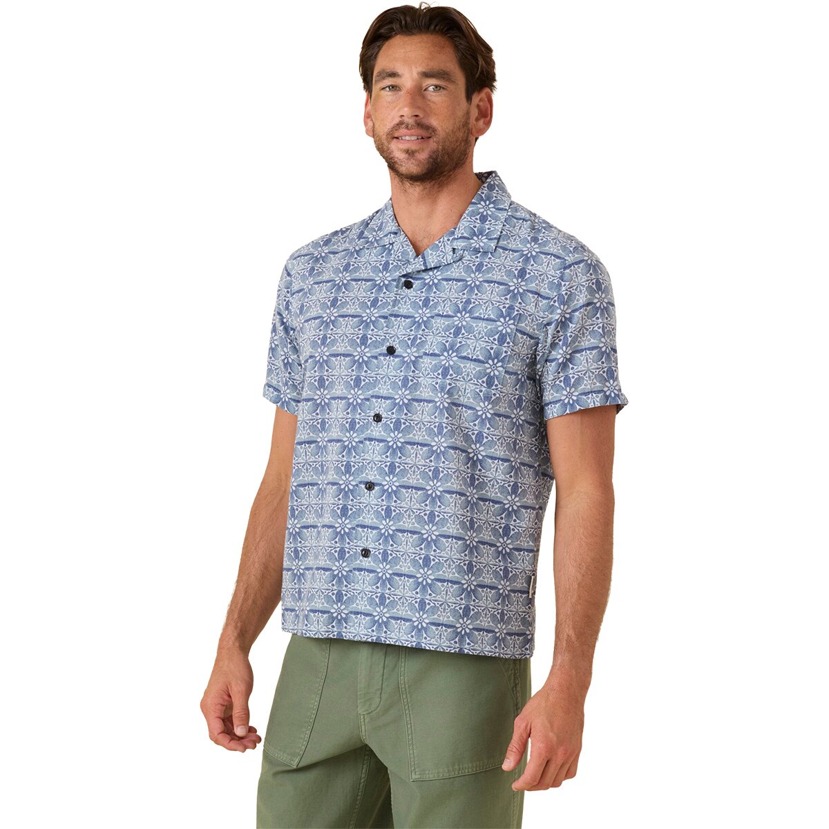 Image of Outerknown BBQ Shirt - Men's Deep Blue Bloom, XXL