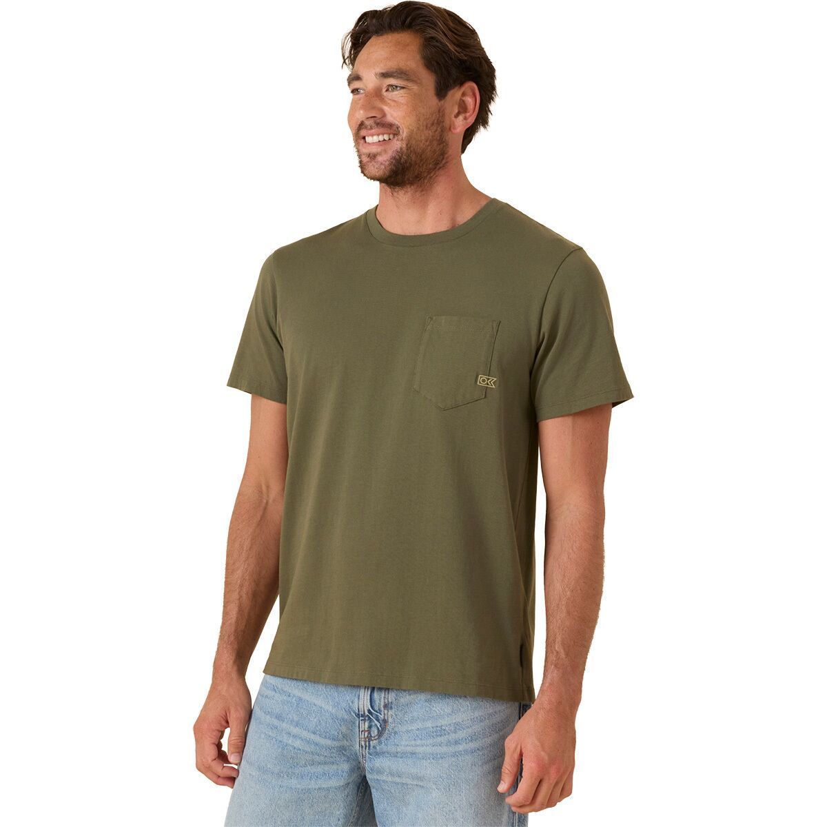 Image of Outerknown OK Flag Pocket T-Shirt - Men's Olive Night, M