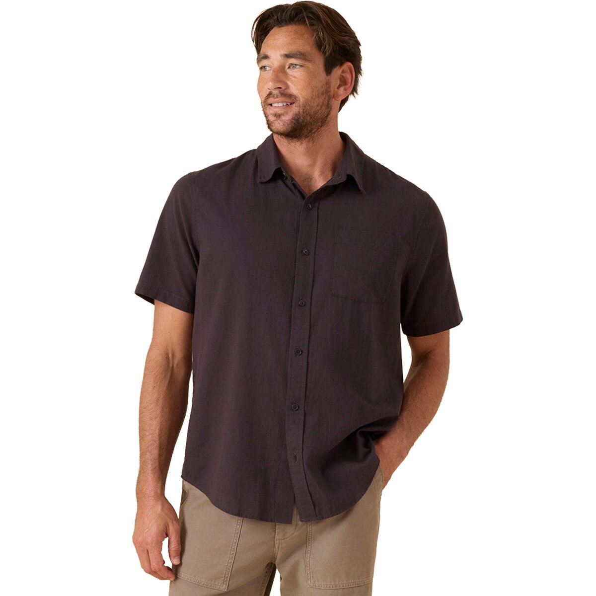 Image of Outerknown Studio Short-Sleeve Shirt - Men's Washed Black, M
