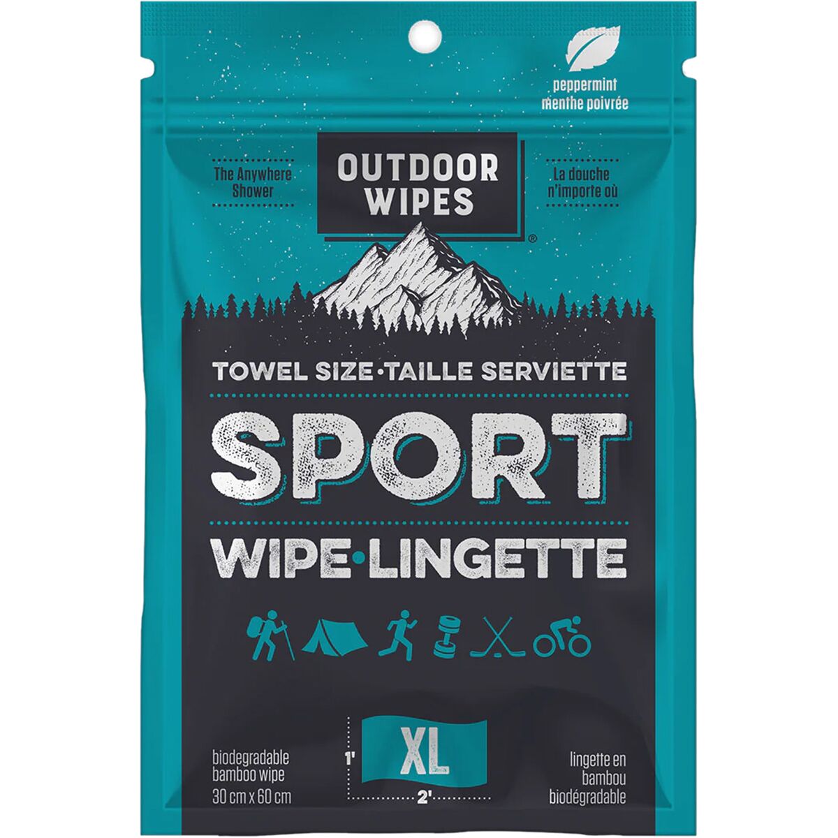 Outdoor Wipes Outdoor Wipes Sport Wipes XL Peppermint, 2ft x 1ft