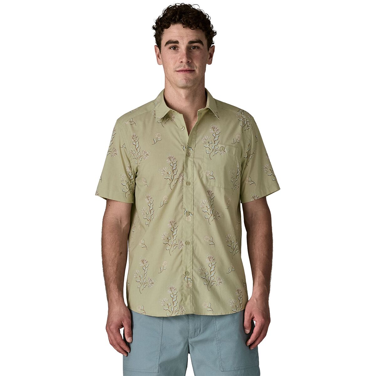 Image of Patagonia Go To Button-Up Shirt - Men's Ocean Blooms: Weathered Stone, XXL