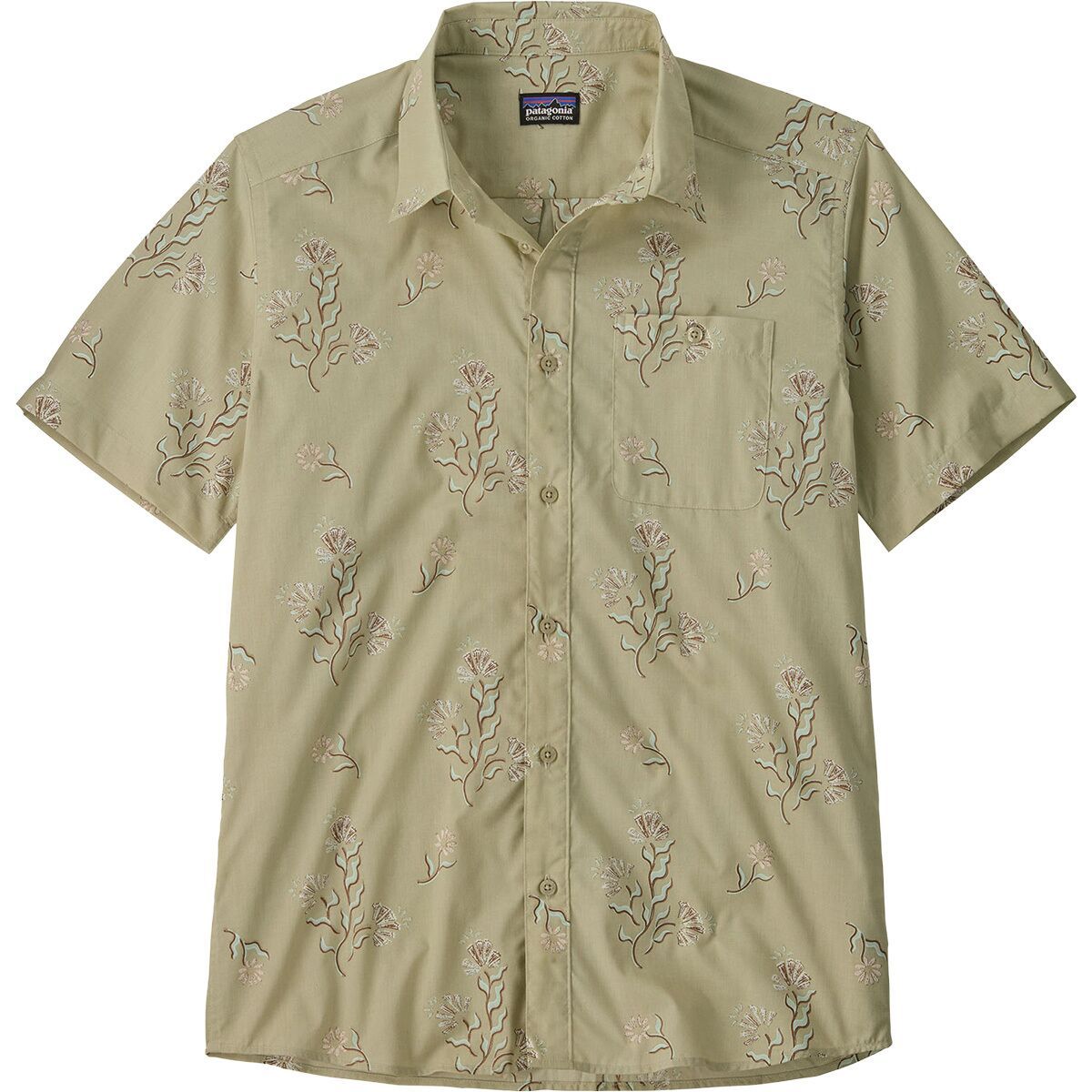 Image of Patagonia Go To Slim Fit Shirt - Men's Ocean Blooms: Weathered Stone, XXL
