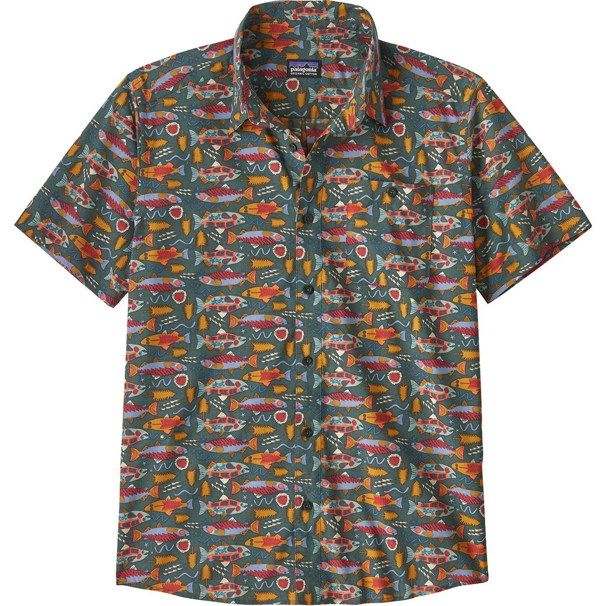 Image of Patagonia Go To Slim Fit Shirt - Men's Salmon Energy: Old Growth Green, M