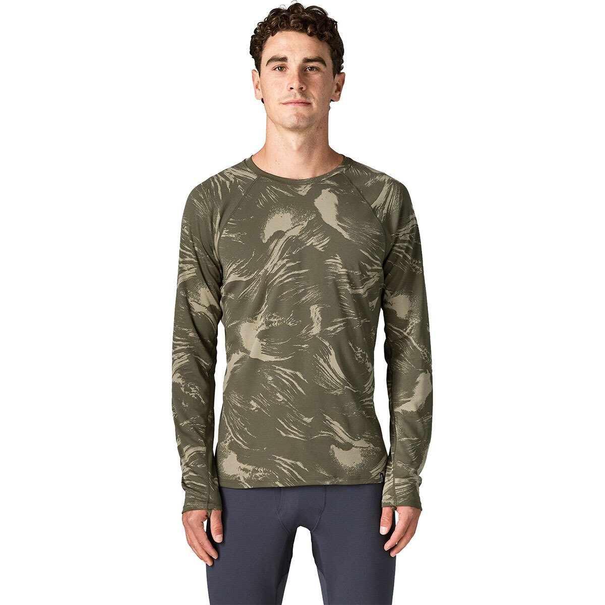 Image of Patagonia Capilene Midweight Crew Top - Men's Polar Breeze/Basin Green, M