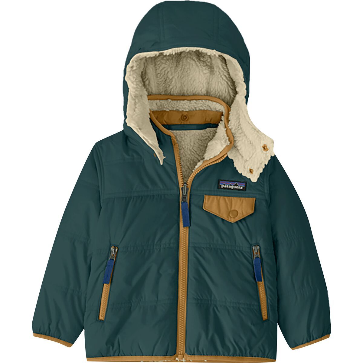 Image of Patagonia Reversible Tribbles Hooded Jacket - Infants' Cascade Green, 18M