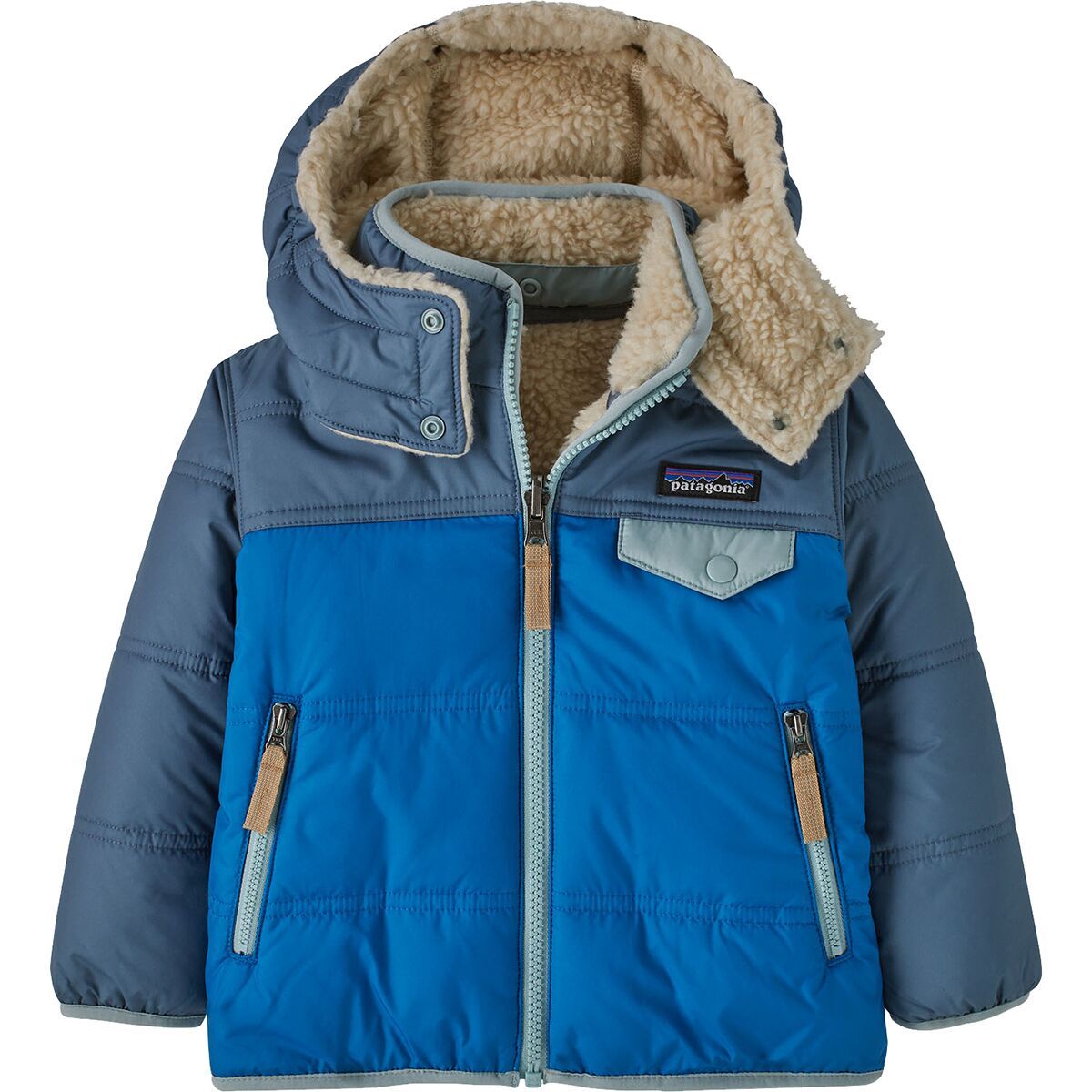 Image of Patagonia Reversible Tribbles Hooded Jacket - Infants' Endless Blue, 18M