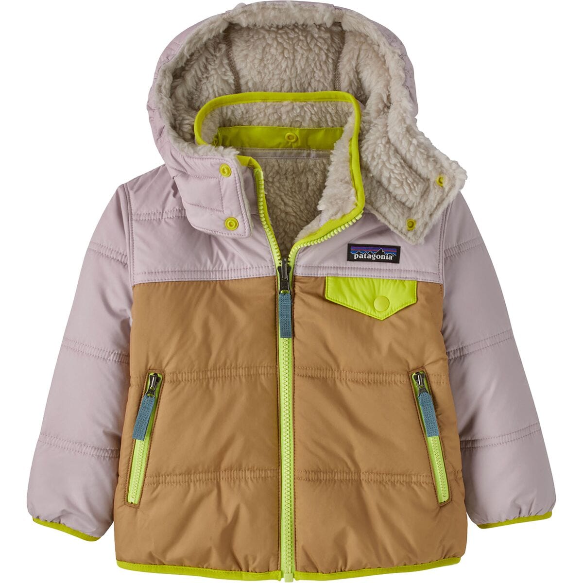 Image of Patagonia Reversible Tribbles Hooded Jacket - Infants' Grayling Brown, 12M
