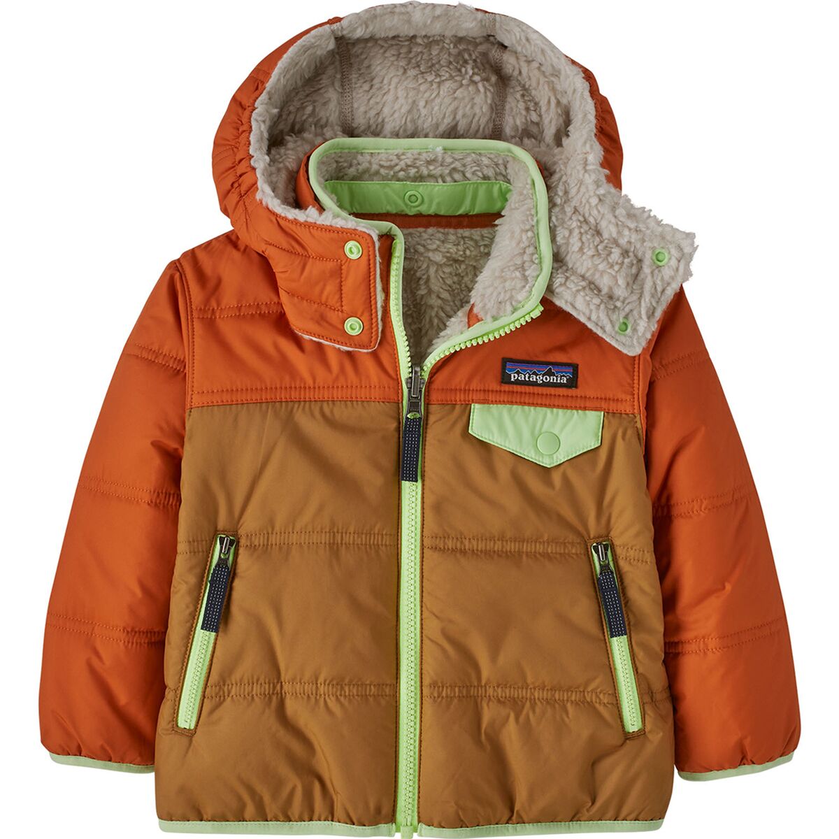 Image of Patagonia Reversible Tribbles Hooded Jacket - Infants' Nest Brown, 6M