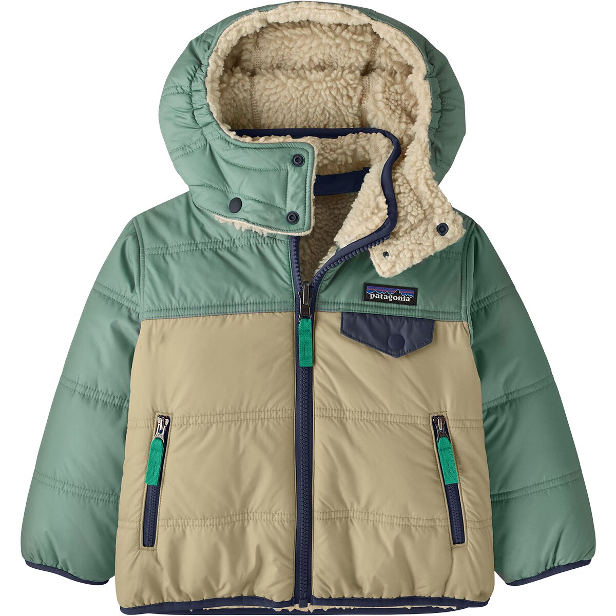 Image of Patagonia Reversible Tribbles Hooded Jacket - Infants' Weathered Stone, 6M
