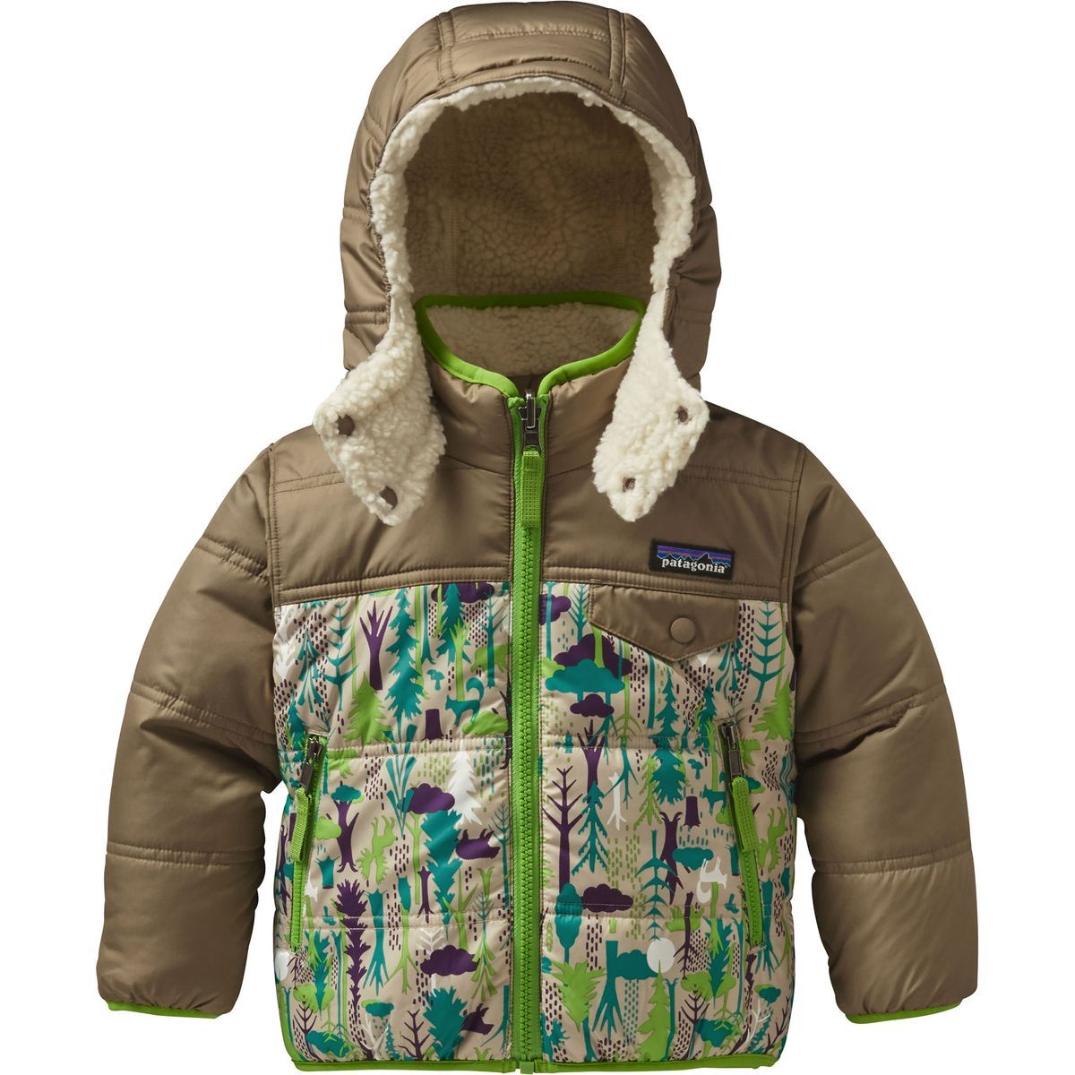 Patagonia Reversible Tribbles Hooded Jacket - Toddler Boys' Pine Friends/El Cap Khaki, 5T