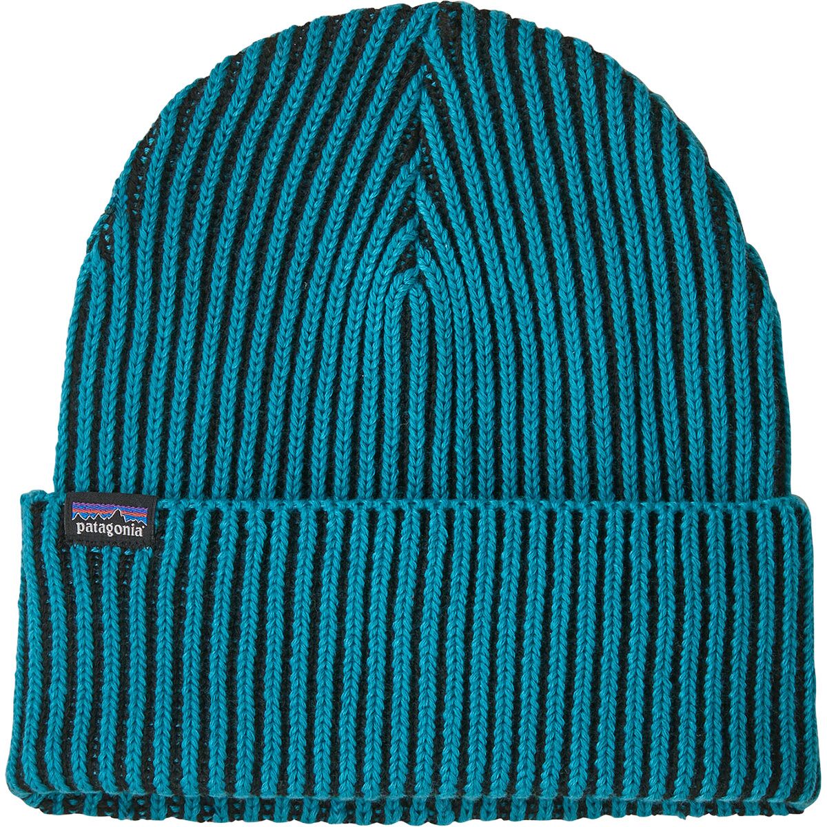 Image of Patagonia Fishermans Rolled Beanie Contrast Stripe: Mako Blue, One Size