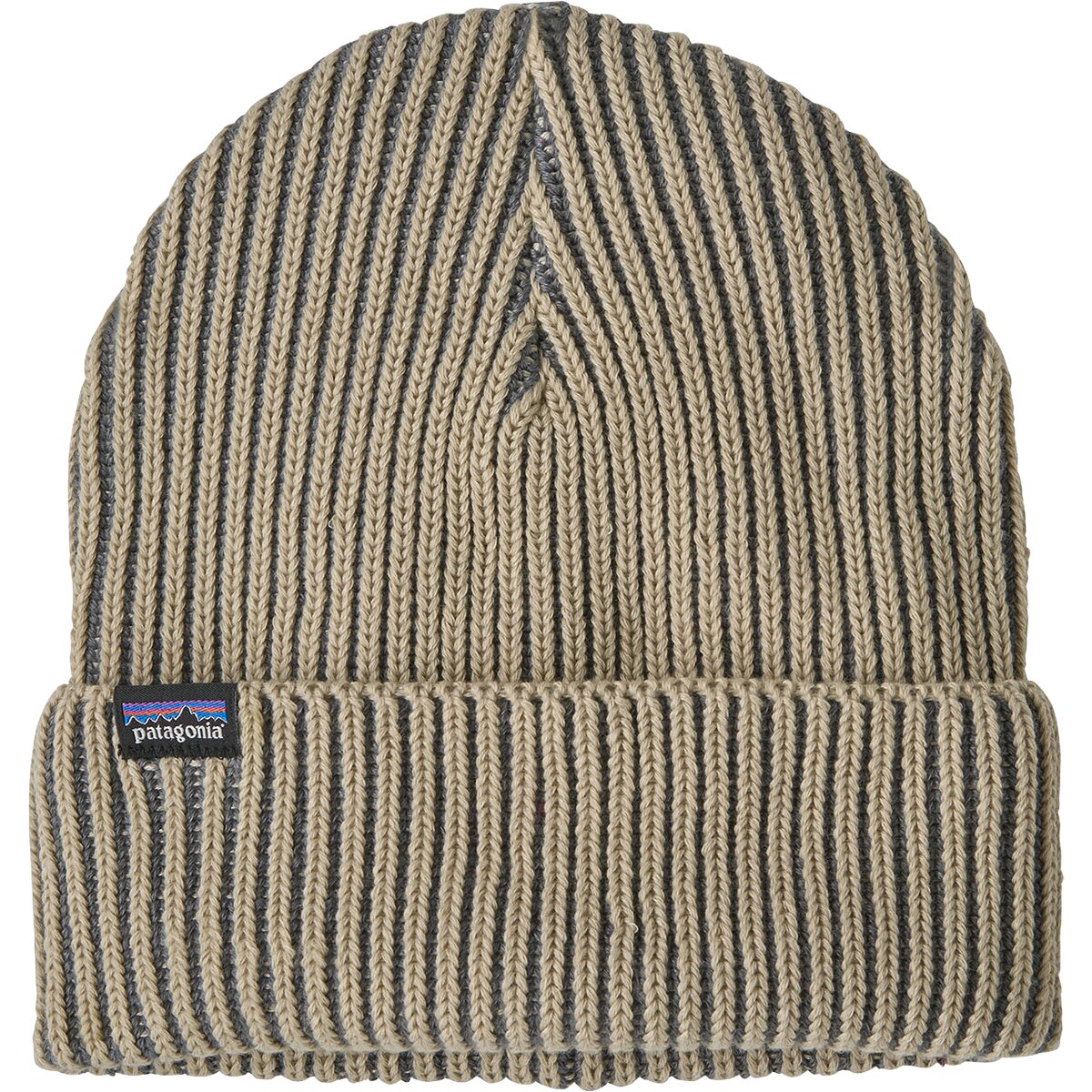 Image of Patagonia Fishermans Rolled Beanie Contrast Stripe: Weathered Stone, One Size