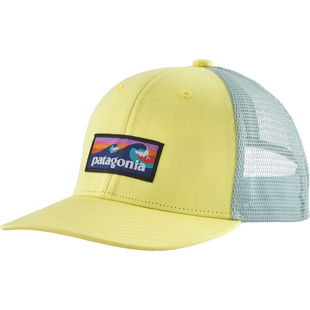 Image of Patagonia Trucker Hat - Kids' Boardshort Logo: Lemon Zest, One Size