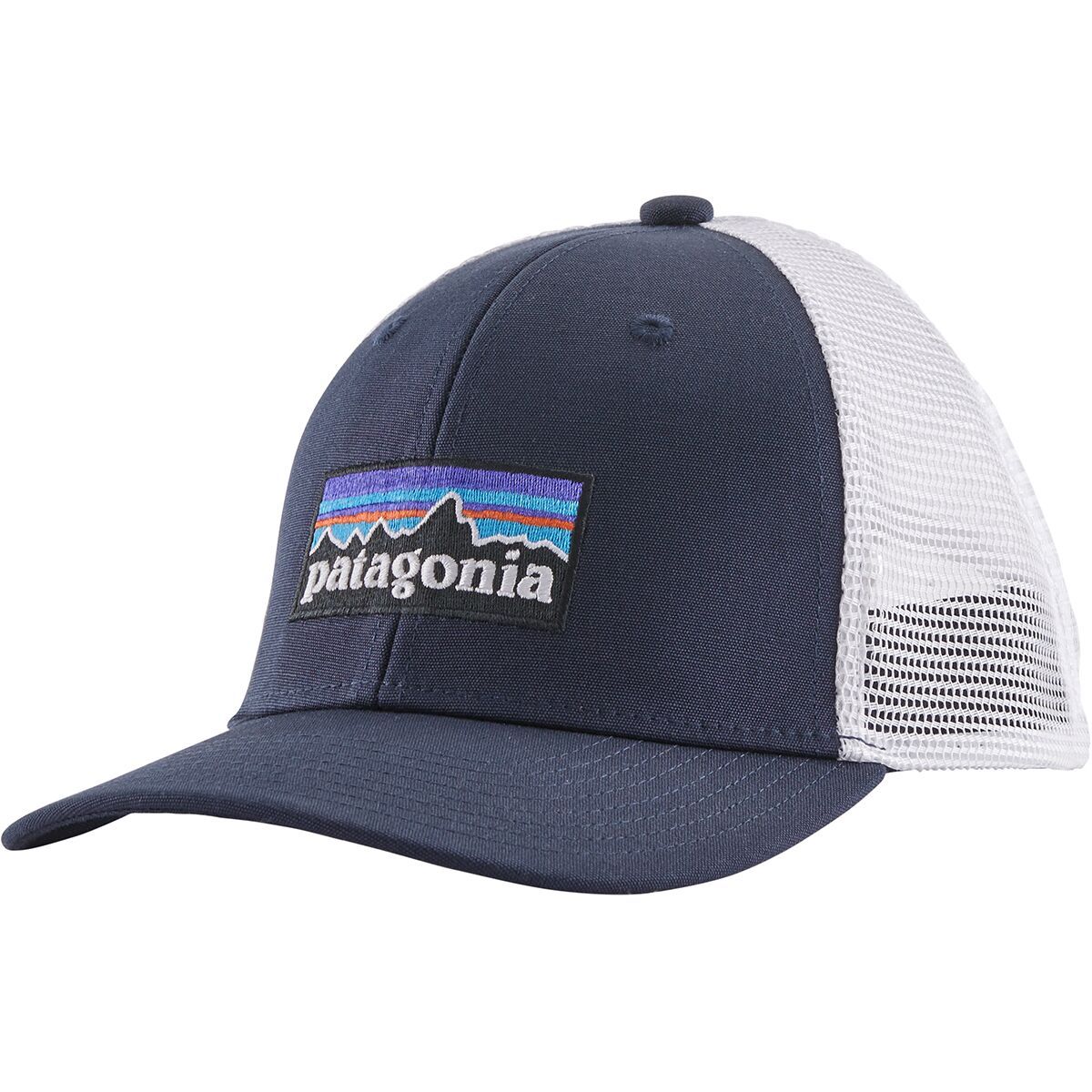 Image of Patagonia Trucker Hat - Kids' P-6 Logo/Navy Blue, One Size