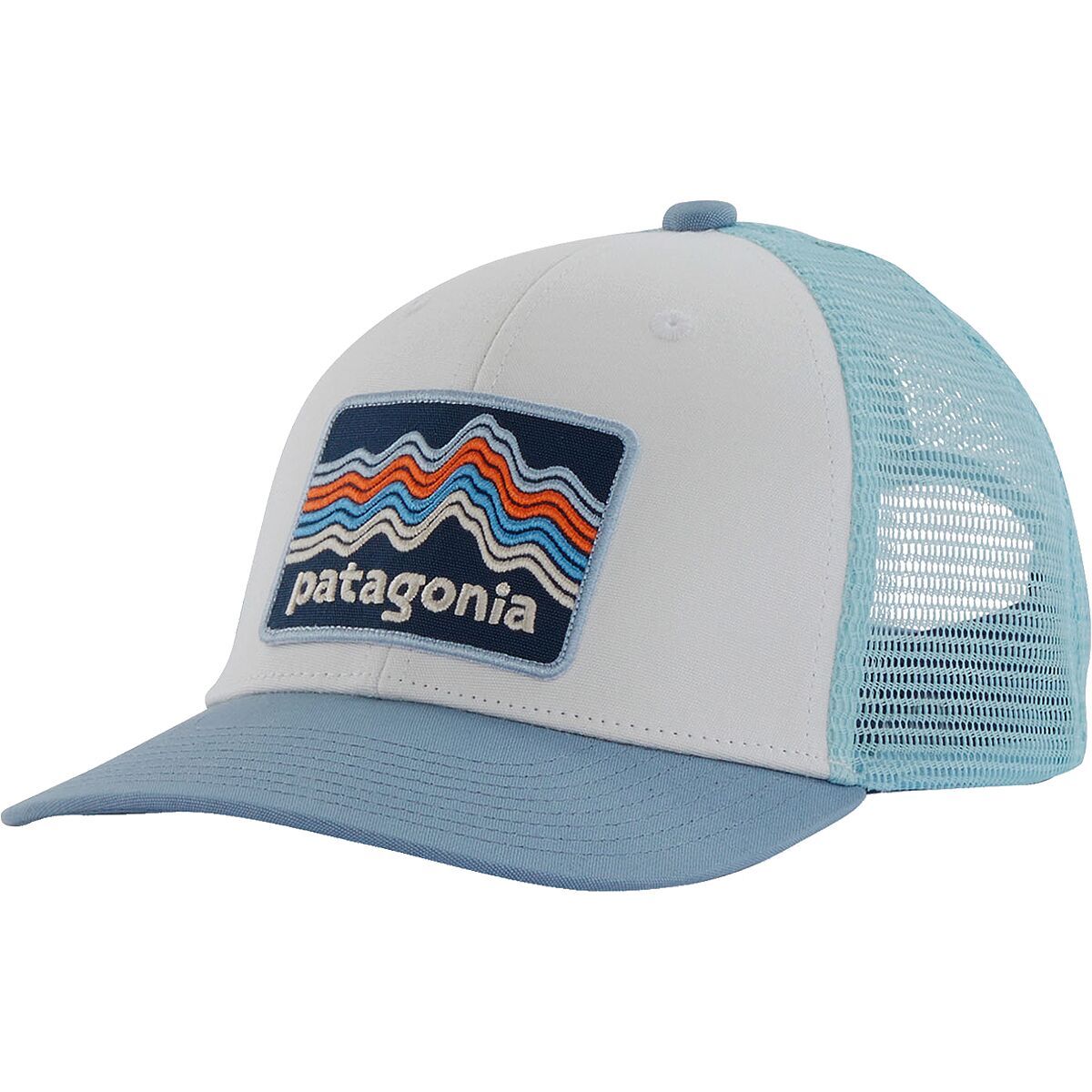 Patagonia Trucker Hat - Kids' Ridge Rise Stripe/Light Plume Grey, One Size