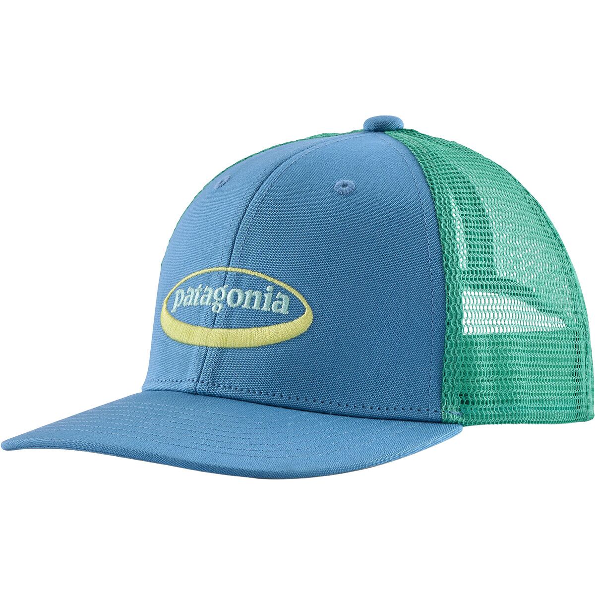 Image of Patagonia Trucker Hat - Kids' '95 Oval Logo: Shore Blue, One Size