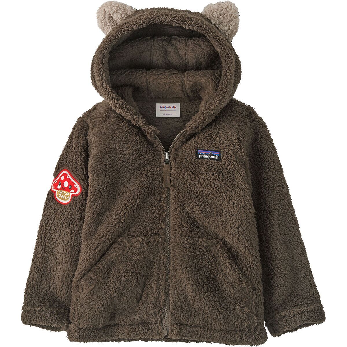 Image of Patagonia Furry Friends Fleece Hooded Jacket - Infants' Amanita Rita Patch: Marlow Brown, 12M