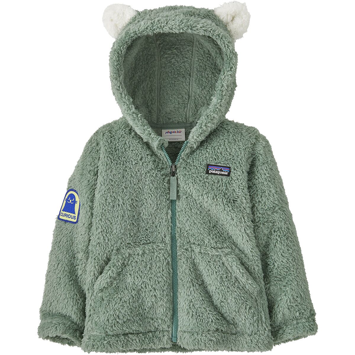 Image of Patagonia Furry Friends Fleece Hooded Jacket - Infants' Curious Seal Patch/Cover Green, 12M