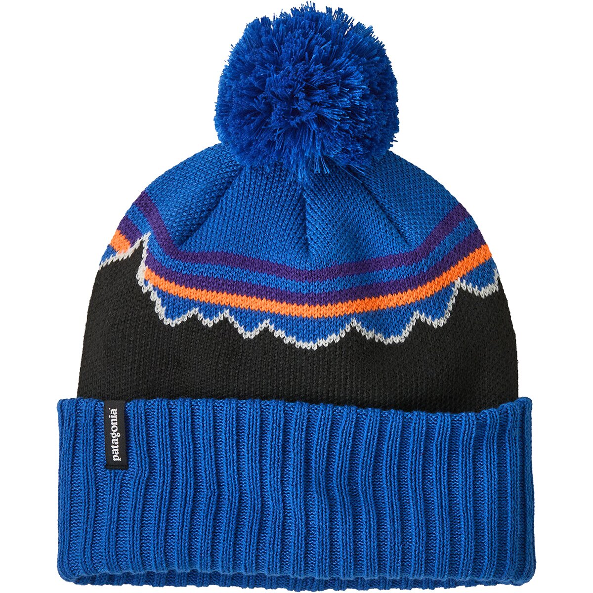 Image of Patagonia Powder Town Pom Beanie - Kids' Classic Fitz Roy: P6 Blue, One Size