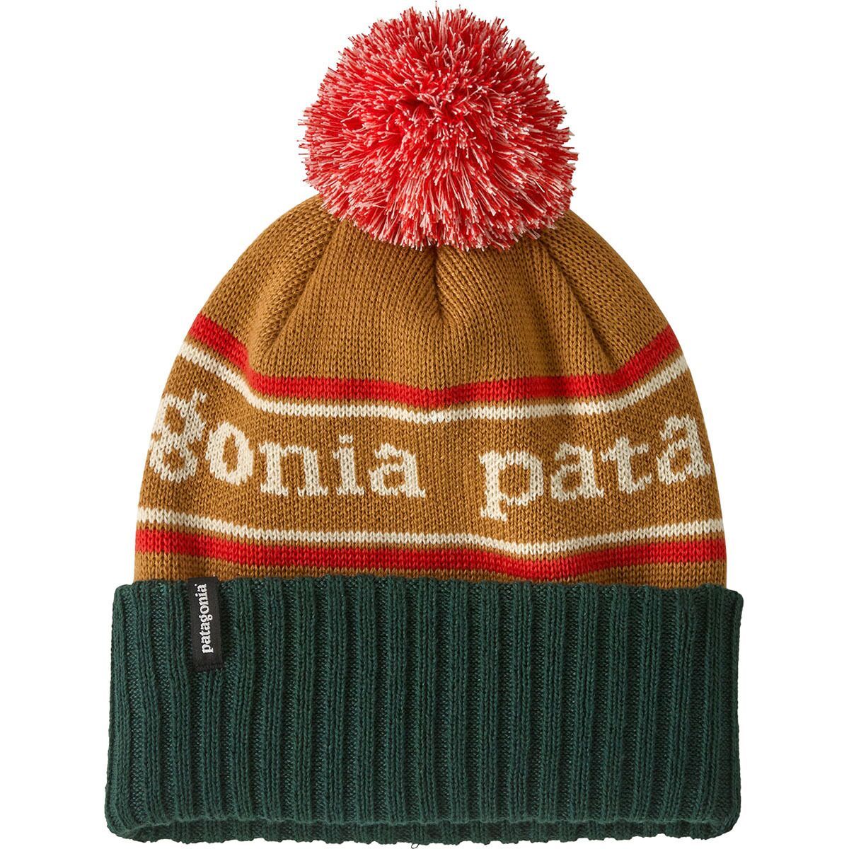 Image of Patagonia Powder Town Pom Beanie - Kids' Park Stripe: Talon Gold, One Size