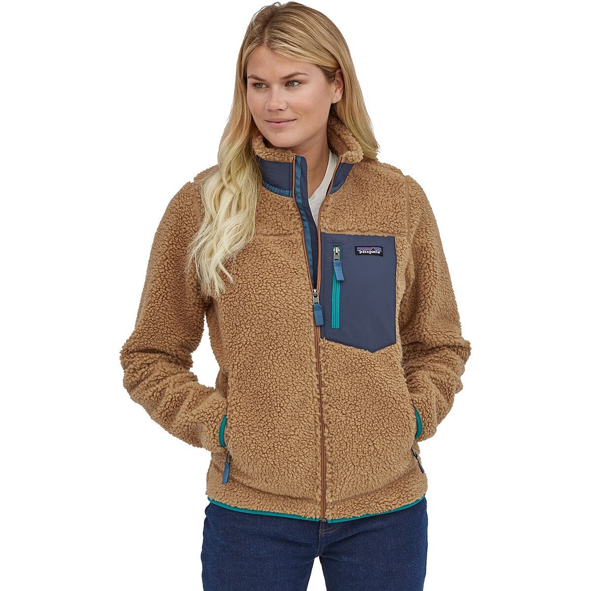Patagonia Classic Retro-X Fleece Jacket - Women's Nest Brown/Borealis Green, S