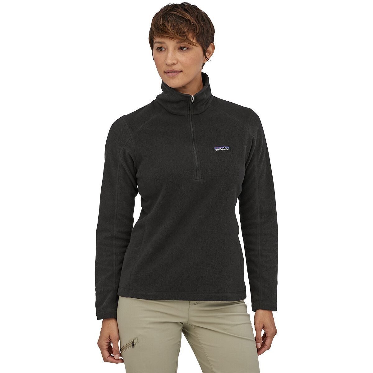 Image of Patagonia Micro D 1/4-Zip Fleece Pullover - Women's Black, XS