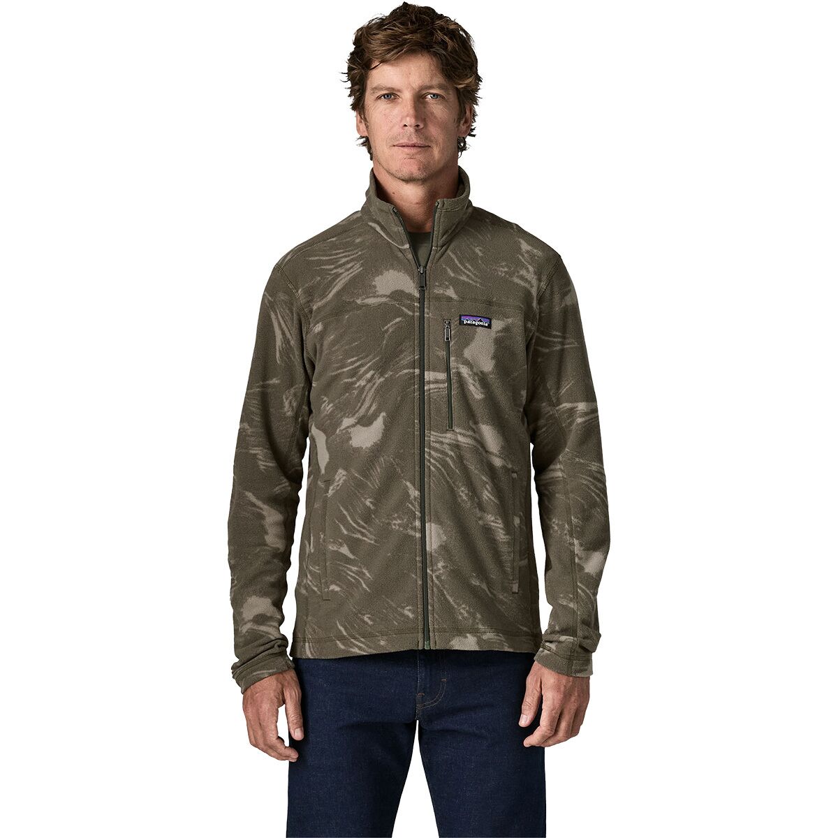 Image of Patagonia Micro D Fleece Jacket - Men's Polar Breeze/Basin Green, XL