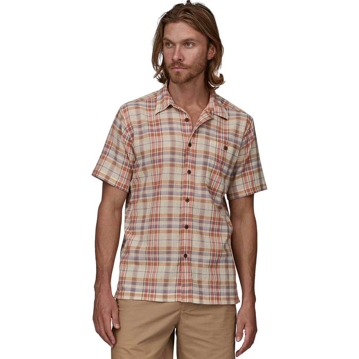Patagonia A/C Short-Sleeve Shirt - Men's Paint Plaid: Quartz Coral, XL