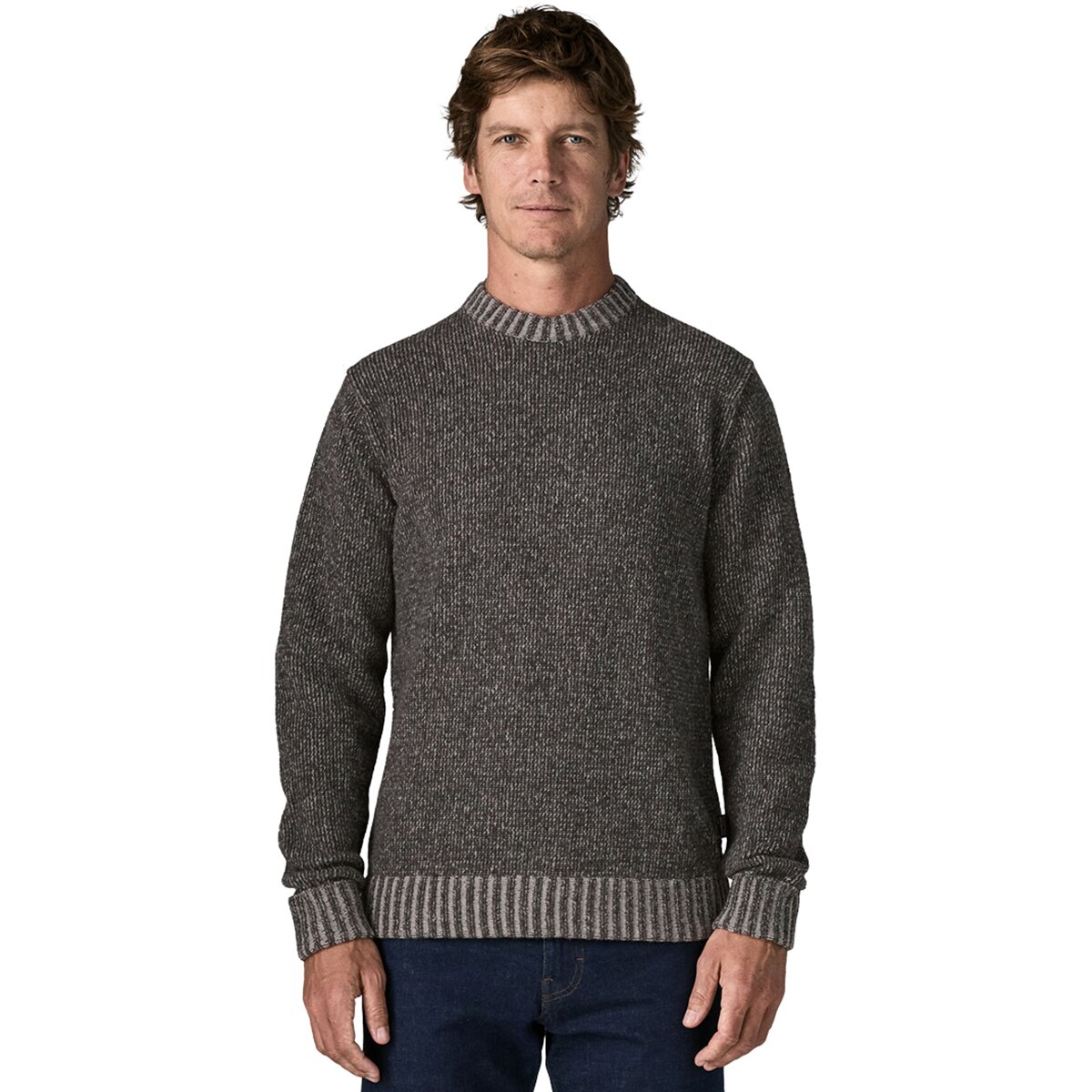 Image of Patagonia Recycled Wool Sweater - Men's Marlie/Forge Grey, S