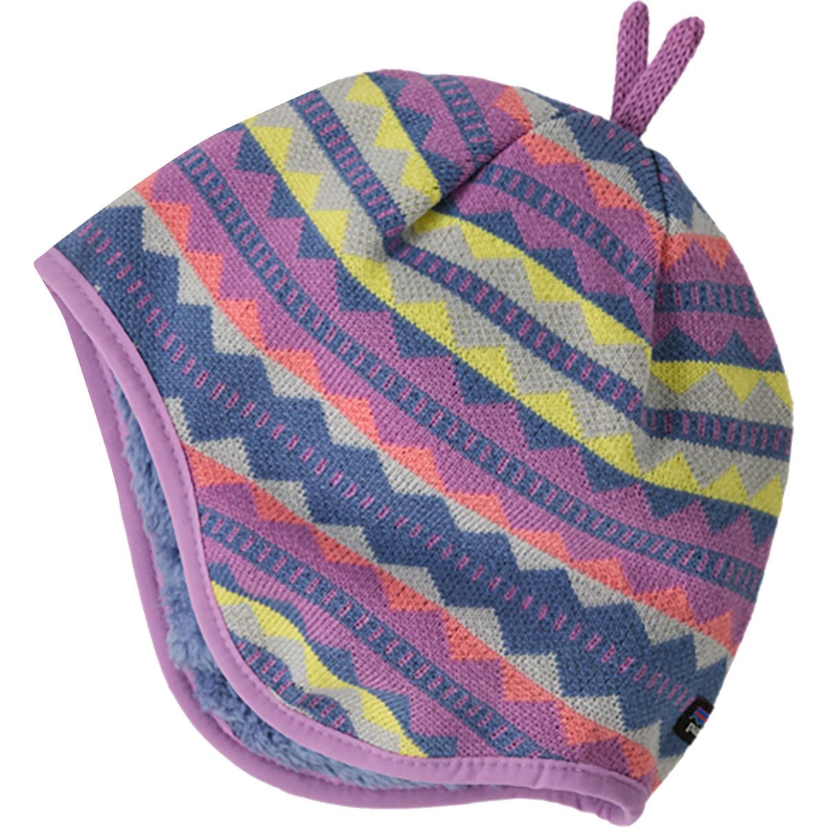 Image of Patagonia Baby Reversible Beanie - Infants' Diamond Stripe: Brisk Purple, 24M