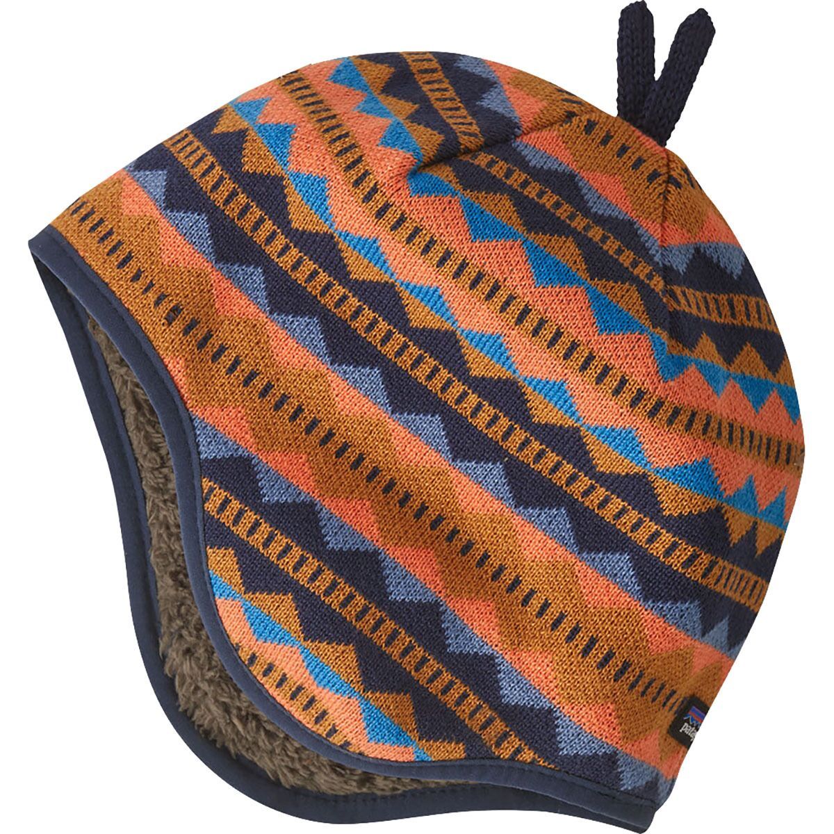 Image of Patagonia Baby Reversible Beanie - Infants' Diamond Stripe: Talon Gold, 24M