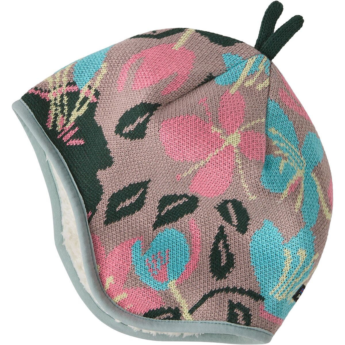 Image of Patagonia Baby Reversible Beanie - Infants' Hopes and Blooms: Fuzzy Mauve, 5T