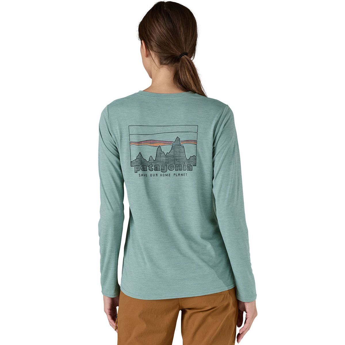 Image of Patagonia Capilene Cool Daily Graphic Long-Sleeve Shirt - Women's 73 Skyline/Thermal Blue X-Dye, XL