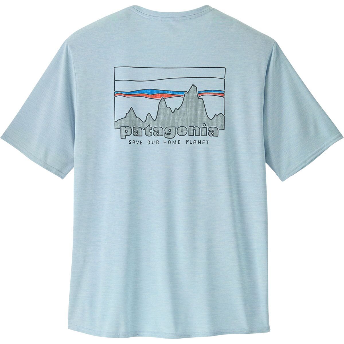 Image of Patagonia Capilene Cool Daily Graphic Short-Sleeve Shirt - Men's '73 Skyline: Fleck Blue, M
