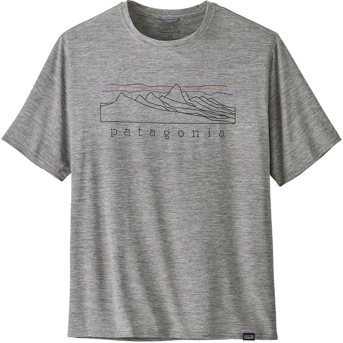 Image of Patagonia Capilene Cool Daily Graphic Short-Sleeve Shirt - Men's Stratapeaks: Feather Grey, S