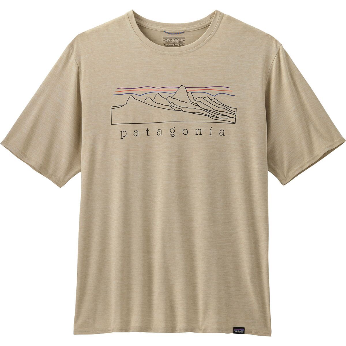 Image of Patagonia Capilene Cool Daily Graphic Short-Sleeve Shirt - Men's Stratapeaks: Pumice X-Dye, M