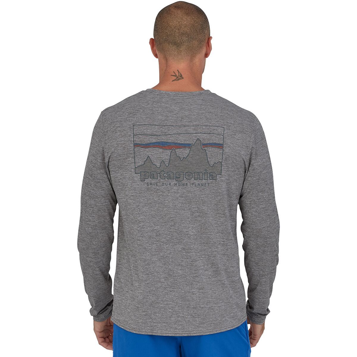Image of Patagonia Capilene Cool Daily Graphic Long-Sleeve Shirt - Men's 73 Skyline/Feather Grey, XXL