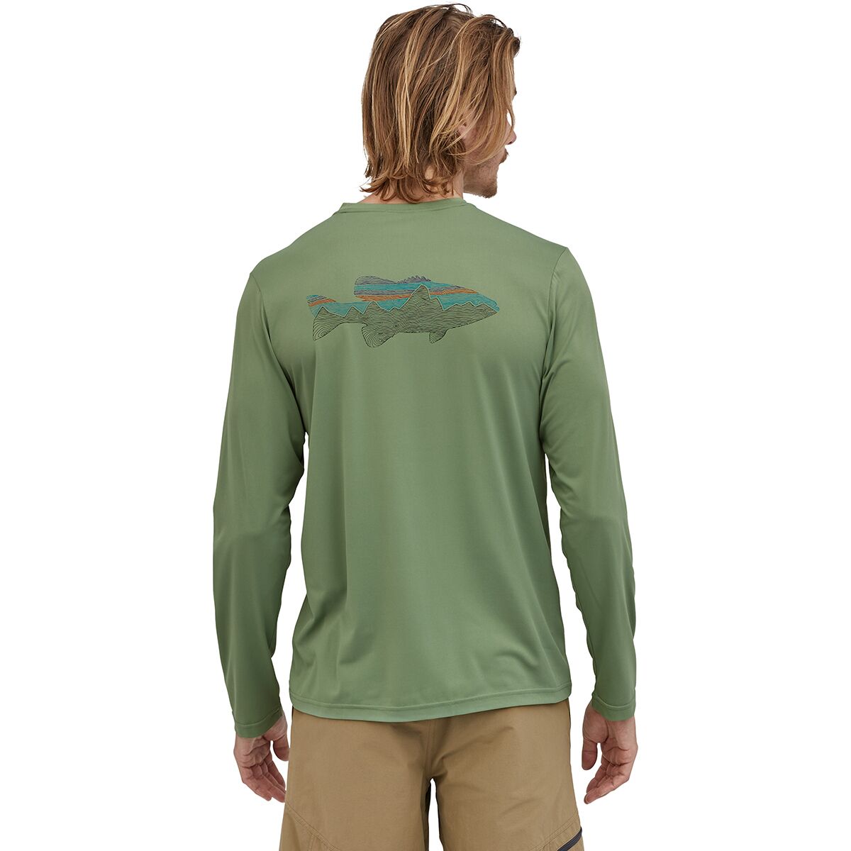 Men's Patagonia Long Sleeve Capilene Cool Daily Fish Tee