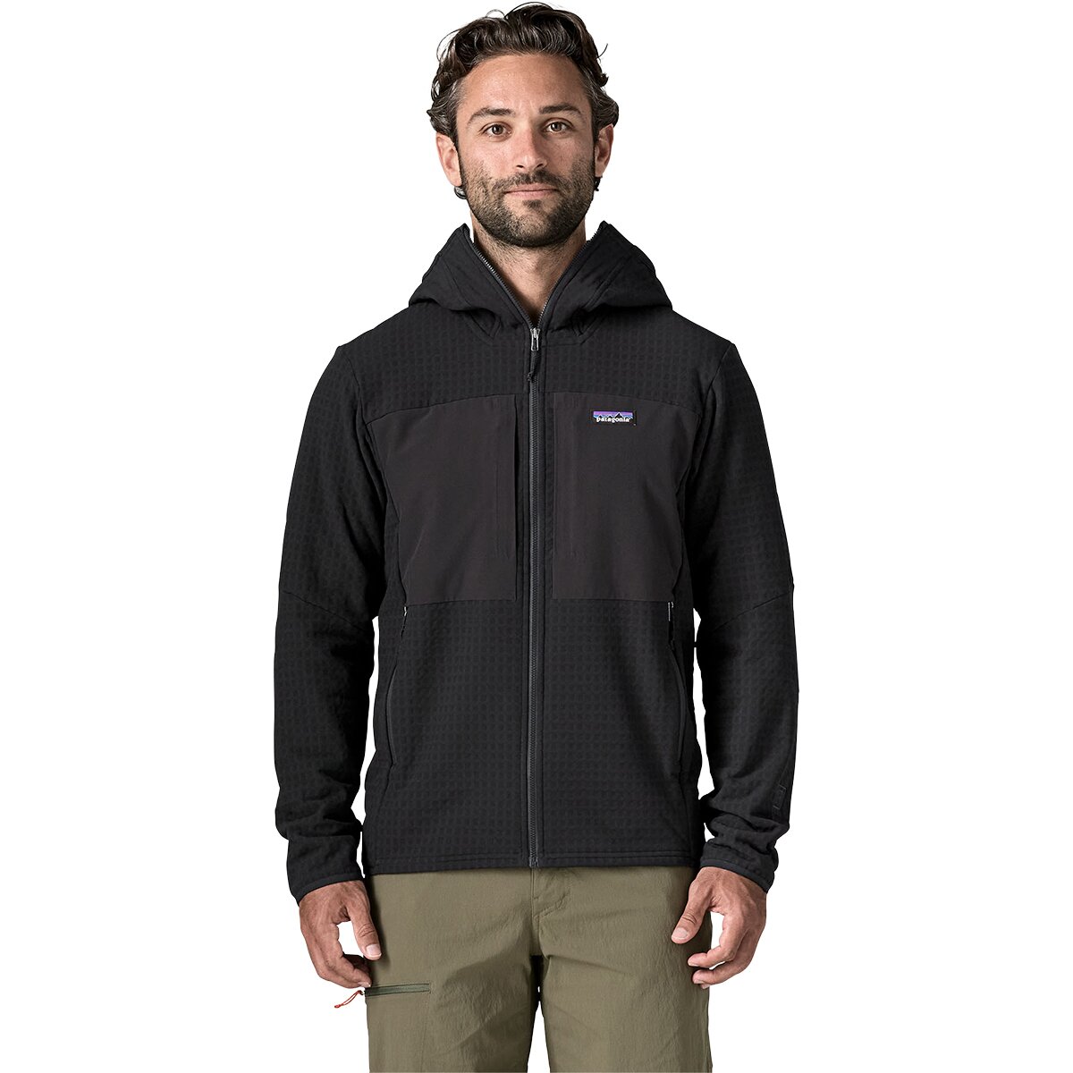 Image of Patagonia R2 TechFace Hooded Fleece Jacket - Men's Black 2, L