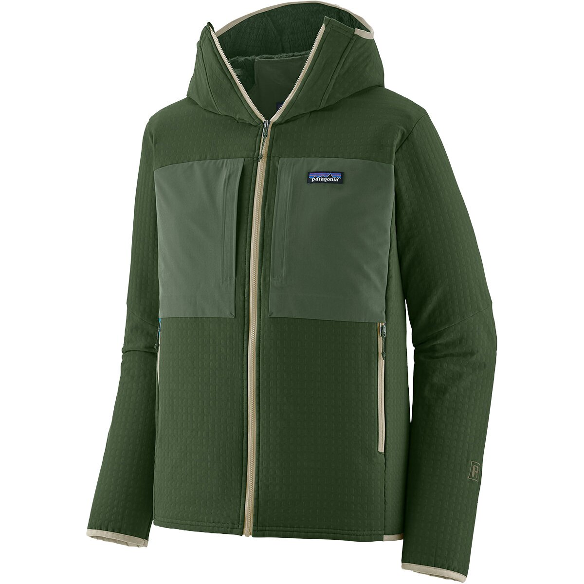 Image of Patagonia R2 TechFace Hooded Fleece Jacket - Men's Treeline Green, XL