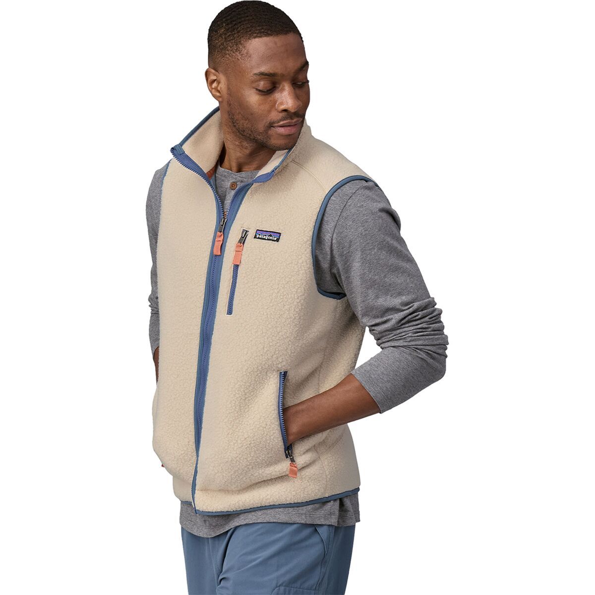 Patagonia Retro Pile Vest - Men's Dark Natural/Utility Blue, L