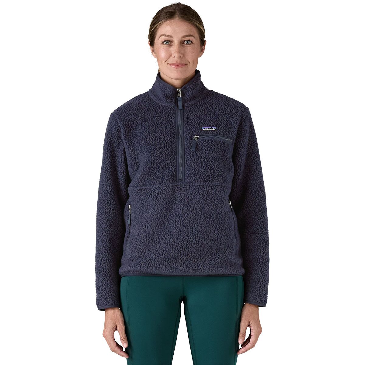 Image of Patagonia Retro Pile Marsupial Pullover - Women's Sunken Blue, M
