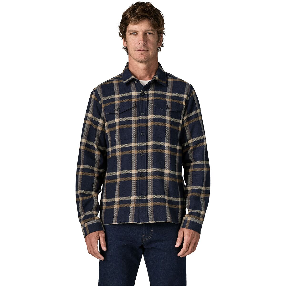 Image of Patagonia Fjord Flannel Shirt - Men's Crossing/New Navy, S