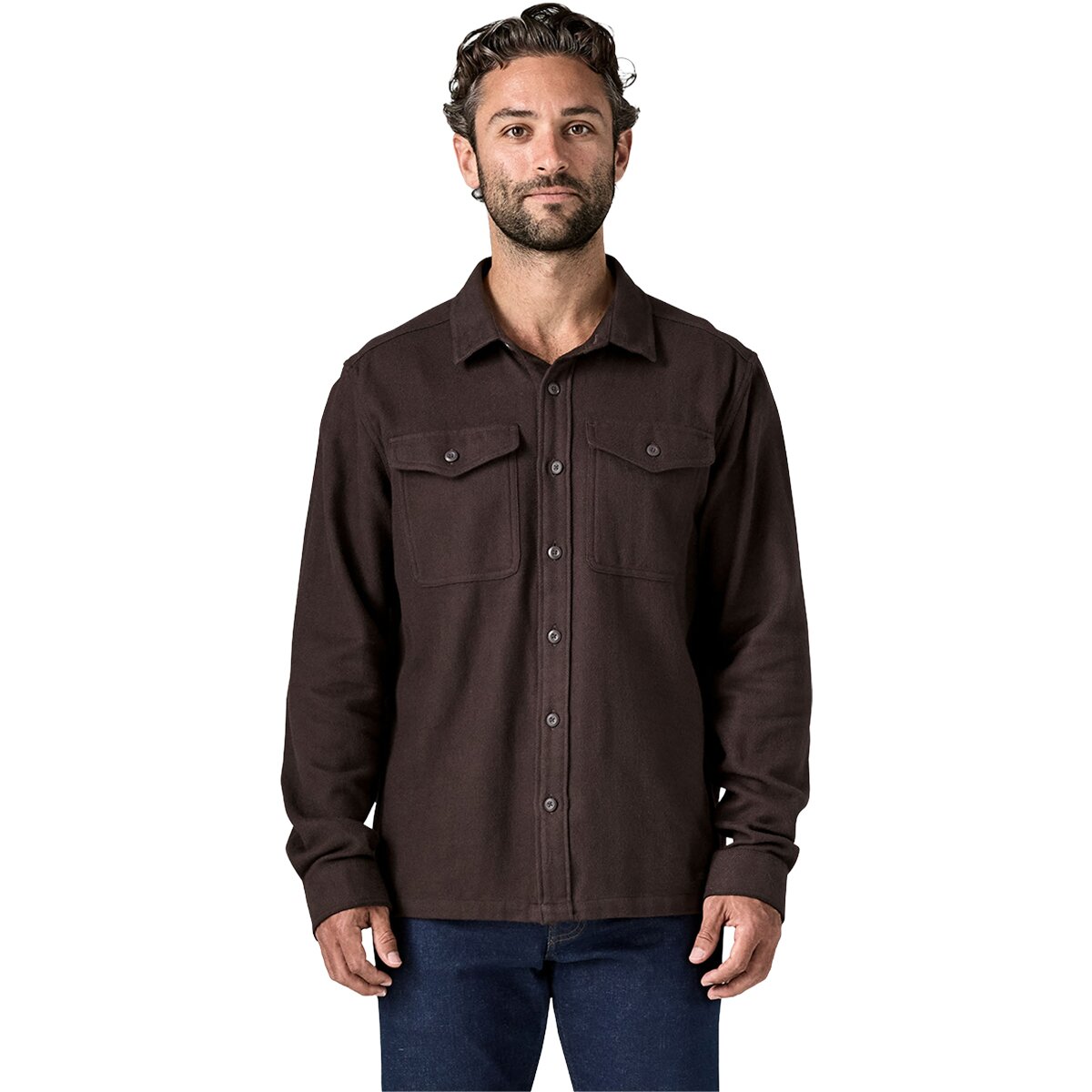 Image of Patagonia Fjord Flannel Shirt - Men's Mirror Weave/Den Brown, S