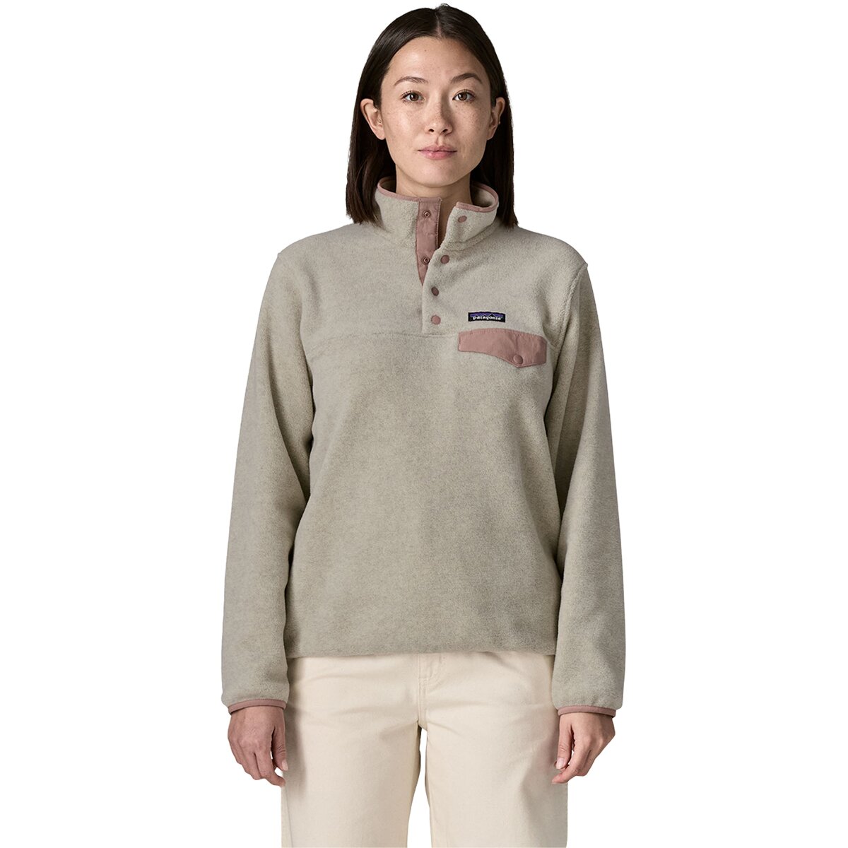 Image of Patagonia Synchilla Lightweight Snap-T Fleece Pullover - Women's Oatmeal Heather w/Moonrise Taupe, M
