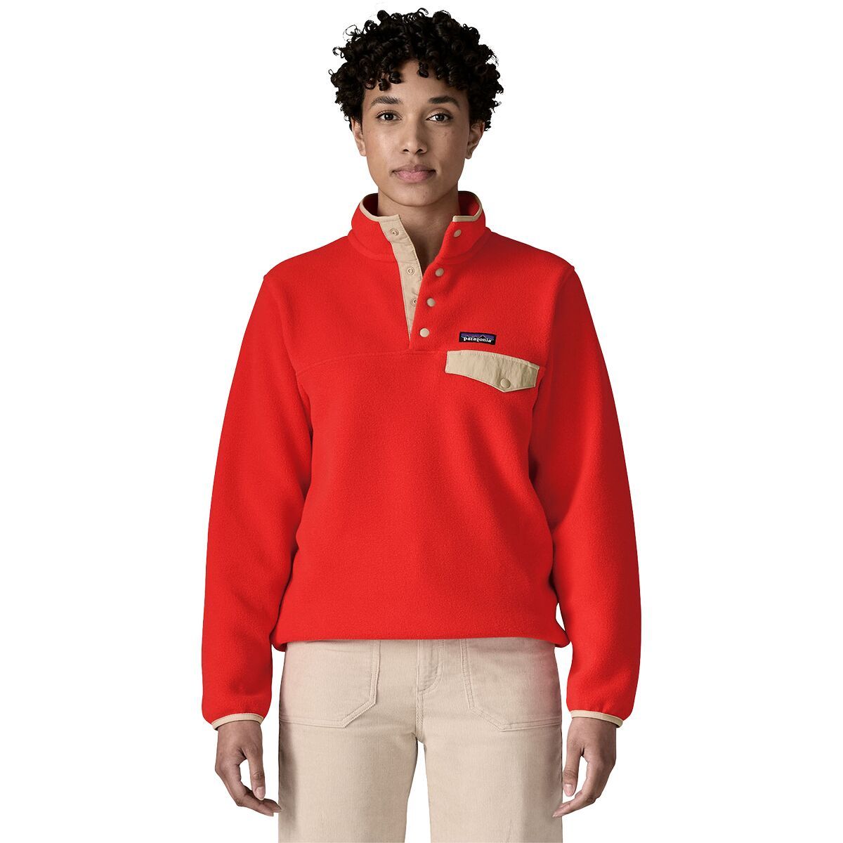 Image of Patagonia Synchilla Lightweight Snap-T Fleece Pullover - Women's Sizzle Red, M